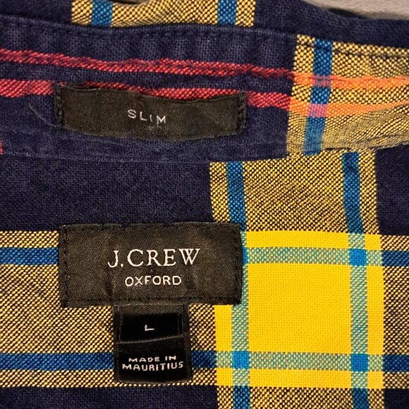 J. Crew Men's Large Long Sleeve Button Down Slim Fit Plaid Oxford Style #03034 - Picture 2 of 13